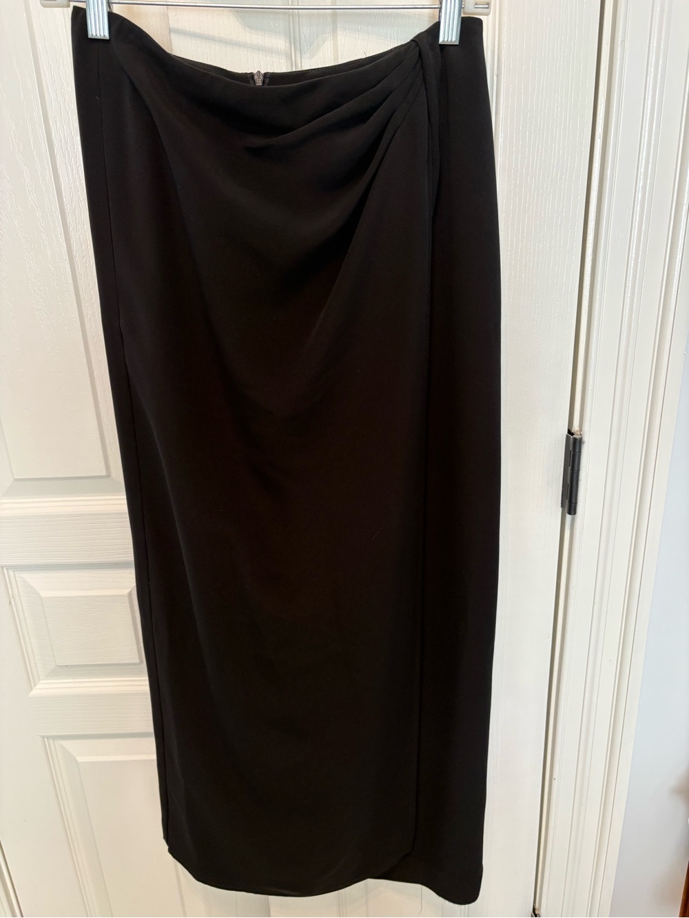 Giorgio Armani Black Draped Midi Skirt with Soft Cowl